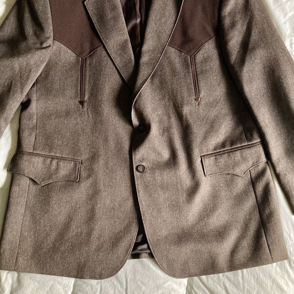 Circle S Boise Western Suit Coat Jacket Chestnut Brown Mens 48R Cowboy Rodeo EUC - Picture 3 of 16